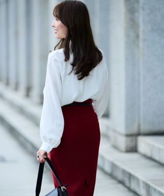 ◇ギャザーネックドットジャカードブラウス（0315210004