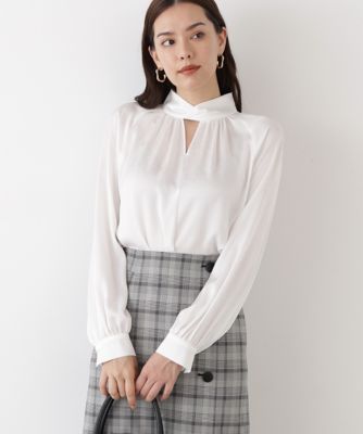 ◇ギャザーネックドットジャカードブラウス