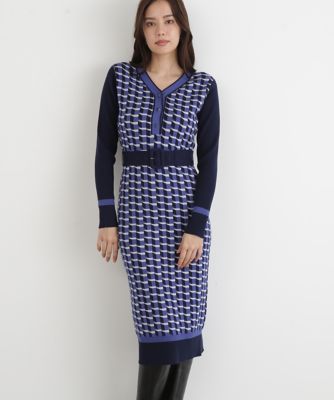 ◇ジオメトリックジャカードニットワンピース（0315247113