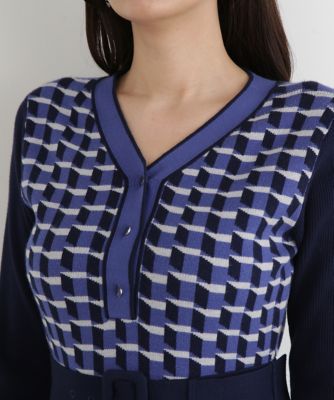 ◇ジオメトリックジャカードニットワンピース（0315247113