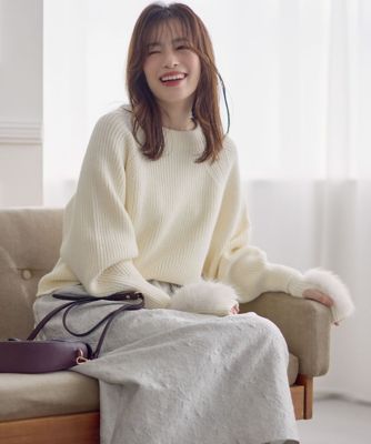 ＜PINKY&DIANNE＞◆ファーグローブ付き畦ニットプルオーバー（０３１５２７０１２６）