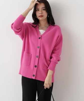 ◇［WEB限定色 ピンク］フェザーヤーンオーバーカーディガン