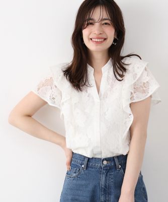 ＜PINKY&DIANNE＞フラワーレースコンビブラウス（０３１６１１０３２１）