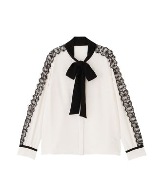 レースコンビバイカラーリボンブラウス（0316110325