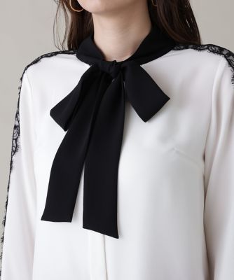 レースコンビバイカラーリボンブラウス（0316110325