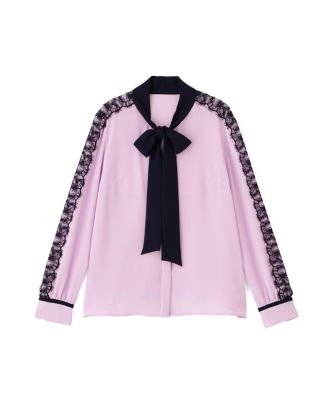 レースコンビバイカラーリボンブラウス（0316110325