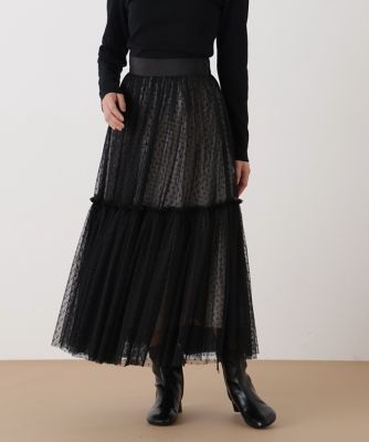 ＜PINKY&DIANNE＞◆ドットチュールギャザーティアードスカート（０３１６１２０１２２）