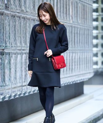 【美品】AIGNERアイグナーロングワンピースウール混ホワイト42I体型カバー ◇ダンボールニットミニワンピース（0316140130