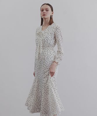 ＜PINKY&DIANNE＞ドットプリントリボンワンピース（０３１６１４０３０４）