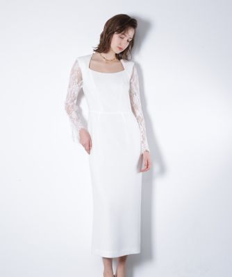 Alunc レースコンビドレス 白 サイズ38 ベアカットレースコンビドレス ＿（0316140353