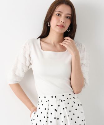 ＜PINKY&DIANNE＞ティアードスリーブスクエアネックニットプルオーバー（０３１６１７０３２４）