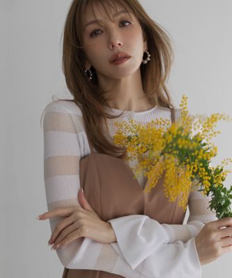 ＜PINKY&DIANNE＞［美香さん着用］リブシアーボーダーカーディガン（０３１６１７５４０７）