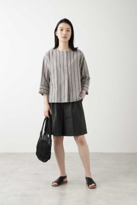 ◆テンセル綿麻ボーダー（ストライプ使）ブラウス（０７７０１１０５３３）