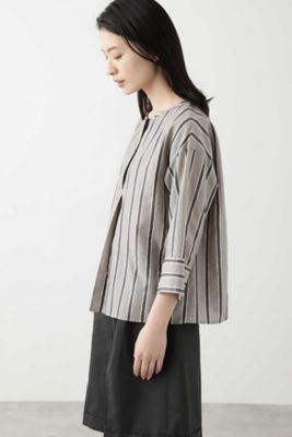 ◆テンセル綿麻ボーダー（ストライプ使）ブラウス（０７７０１１０５３３）