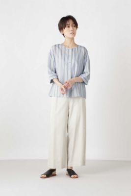 ◆テンセル綿麻ボーダー（ストライプ使）ブラウス（０７７０１１０５３３）