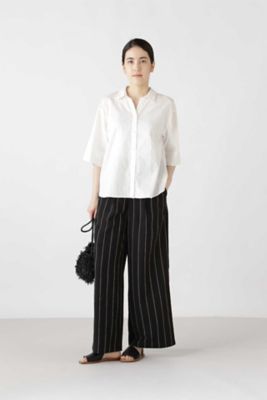 ◆コットンレノストライプクロスブラウス（０７７０１１０６０４）