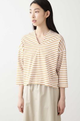 ＜human woman (Women)＞◆変形Ｖネックボーダー（０７７０１６０４０７）