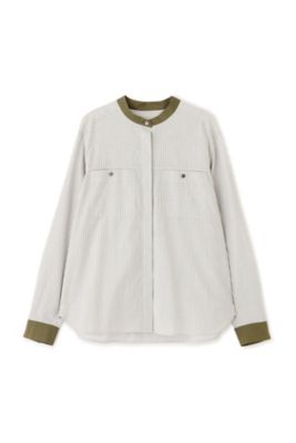 ◆ドビーストライプクレリックシャツ（０７７１２１０９０６）