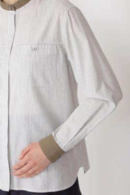 ◆ドビーストライプクレリックシャツ（０７７１２１０９０６）