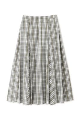 ◆チェック柄タックロングスカート（０７７１２２０９００）