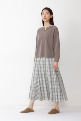 ◆チェック柄タックロングスカート（０７７１２２０９００）