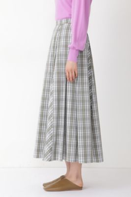 ◆チェック柄タックロングスカート（０７７１２２０９００）
