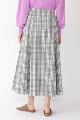 ◆チェック柄タックロングスカート（０７７１２２０９００）