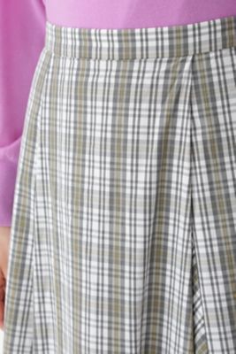◆チェック柄タックロングスカート（０７７１２２０９００）