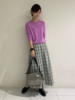◆チェック柄タックロングスカート（０７７１２２０９００）