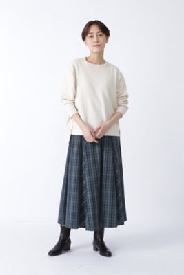 ◆チェック柄タックロングスカート（０７７１２２０９００）