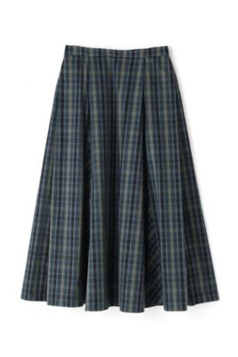 ◆チェック柄タックロングスカート（０７７１２２０９００）