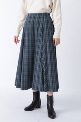 ◆チェック柄タックロングスカート（０７７１２２０９００）