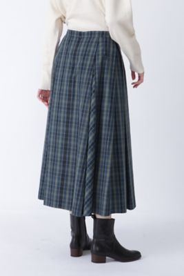 ◆チェック柄タックロングスカート（０７７１２２０９００）