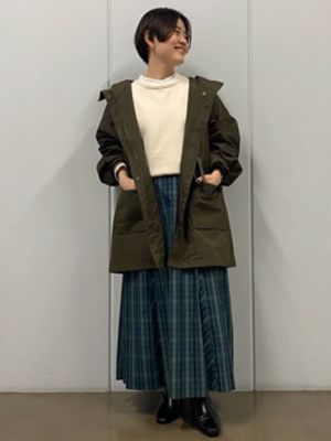 ◆チェック柄タックロングスカート（０７７１２２０９００）