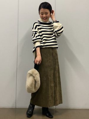 ◆畦ボーダーチュニックニット（０７７１２７０１０４）