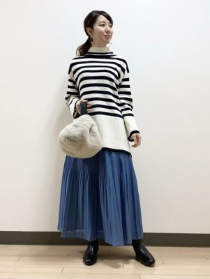 ◆畦ボーダーチュニックニット（０７７１２７０１０４）