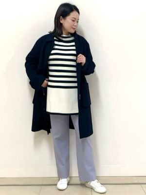 ◆畦ボーダーチュニックニット（０７７１２７０１０４）