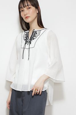 ＜human woman (Women)＞◆コットンシャーリング刺繍ブラウス（０７７２１１０４００）