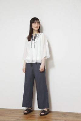 ◆コットンシャーリング刺繍ブラウス（０７７２１１０４００）