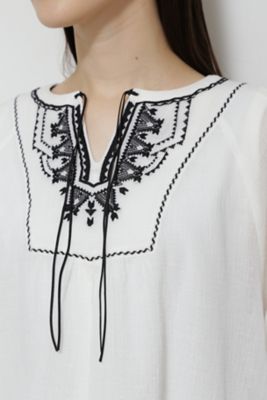◆コットンシャーリング刺繍ブラウス（０７７２１１０４００）