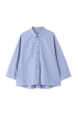◆リサイクルポリエステル混ダンガリーブラウス（０７７２１１０４０８）