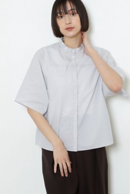 ◆ストライプバンドカラーブラウス（０７７２１１０５０１）
