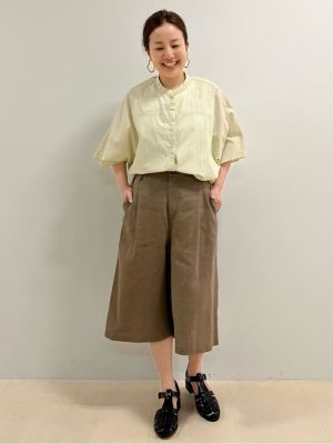 ◆ストライプバンドカラーブラウス（０７７２１１０５０１）