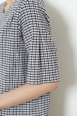 ◆ギンガム楊柳ブラウス（０７７２１１０５０２）