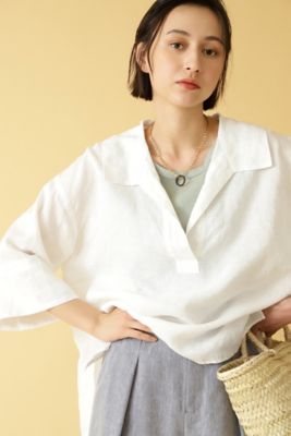 ＜human woman (Women)＞◆ハードマンリネンセーラーカラーブラウス（０７７２１１０５０６）