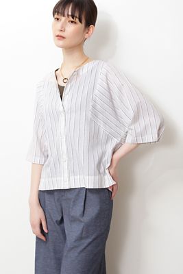 ◆ドビーストライプブラウス（０７７２１１０６０１）