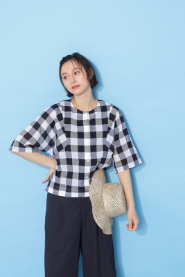 ◆ブロックチェックブラウス（０７７２１１０６０２）