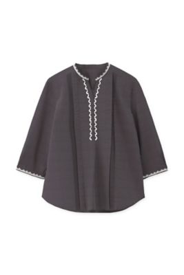 ◆インド刺繍スタンドカラーブラウス（０７７２１１０６０３）