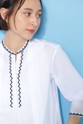 ◆インド刺繍スタンドカラーブラウス（０７７２１１０６０３）