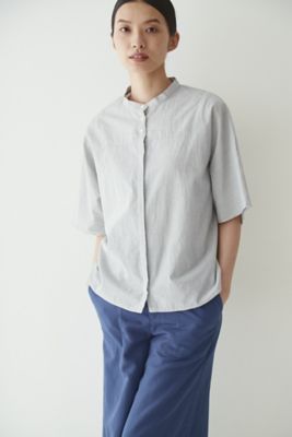 ＜human woman (Women)＞ストライプバンドカラーブラウス（０７７２１１０６１４）